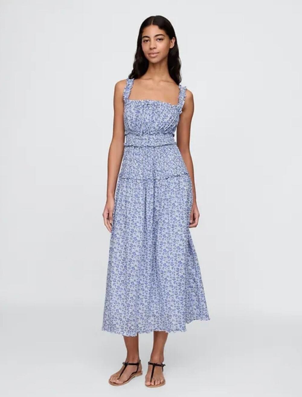 Doen x Gap Floral Midi Dress White Blue Size XS cotton